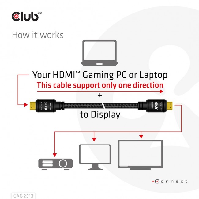 CLUB3D HDMI 2.0 4K60Hz RedMere cable 10m/32.8ft CLUB3D HDMI 2.0 4K60Hz RedMere cable 10m/32.8ft