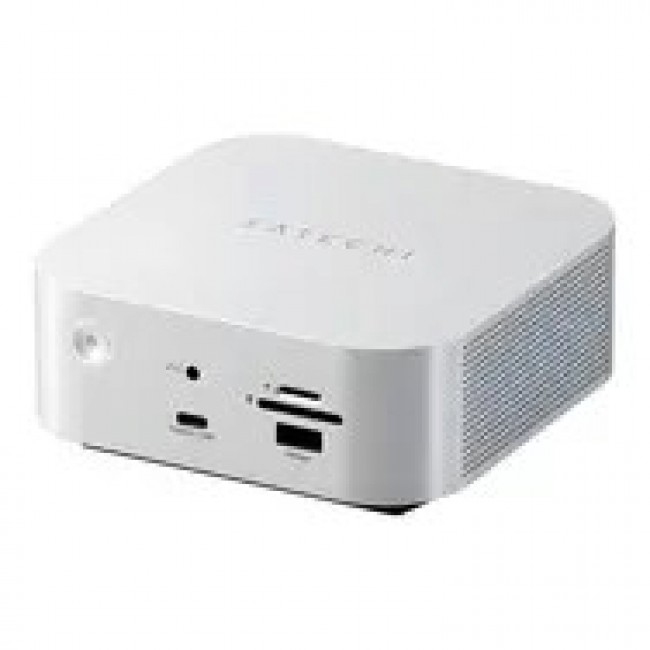 Satechi Thunderbolt 5 CubeDock - wentylowana stacja dokująca TB5 (czytnik kart SD i microSD, 2x USB-A 3.2 gen. 2, 2x USB-C 3.2 gen. 2, 1x Ethernet 2.5 Gb, 3x TB5 downstream, 1x TB5 host 140W, kiesze na dysk M.2 NVMe SSD) (silver)