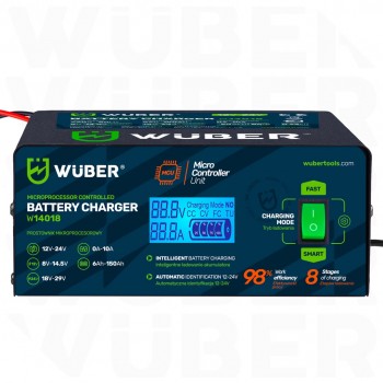 Microprocessor-controlled car battery charger 10 A 6 150 Ah 2 24 V W14018 WUBER
