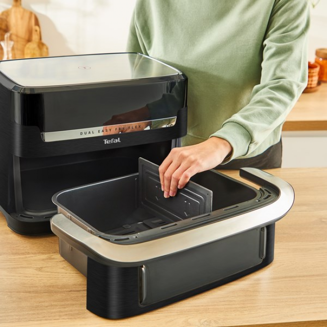 Tefal Dual Easy Fry Flex EY9228 9 L Stand-alone 2700 W Hot air fryer Black, Stainless steel
