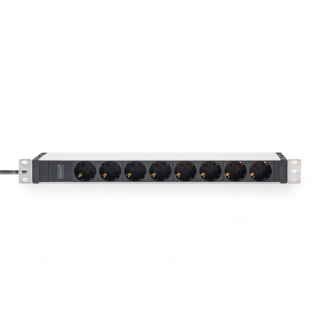 Digitus Socket Strip with Aluminum Profile, 8-way safety socket, 2 m cable, IEC C20 plug