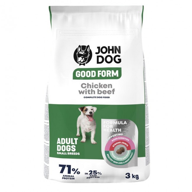 JOHN DOG Good Form Small breeds Chicken with beef - dry dog food - 3kg JOHN DOG Good Form Small breeds Chicken with beef - dry dog food - 3kg