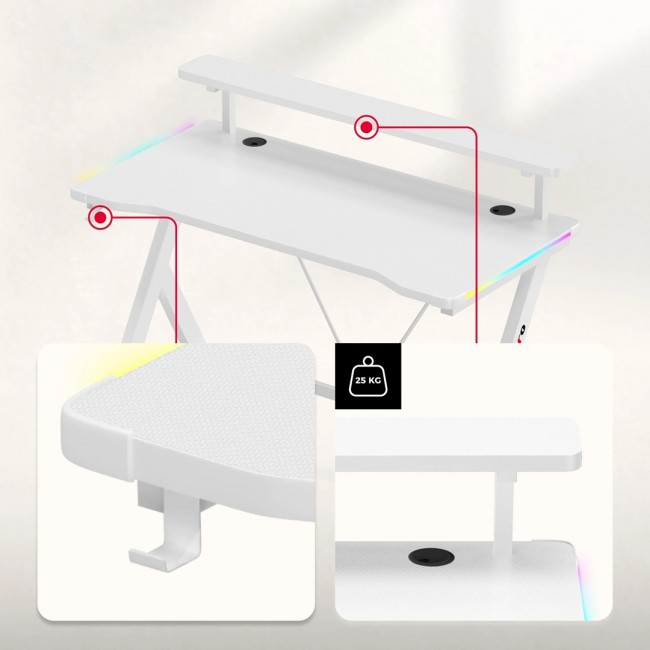 Huzaro Hero 1.9 RGB White Gaming Desk Huzaro Hero 1.9 RGB White Gaming Desk