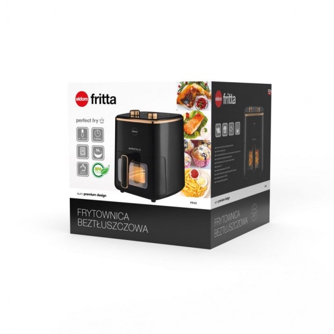 ELDOM FRITTA fat-free fryer capacity 5.0 l adjustable temp. clock 1500 W Single 5 L Stand-alone Hot air fryer Black