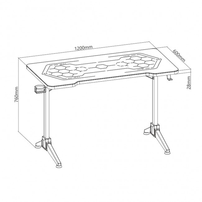 RGB Led NanoRS Gaming Desk, Black, Large, 100kg max, Height 760mm, RS163 RGB Led NanoRS Gaming Desk, Black, Large, 100kg max, Height 760mm, RS163