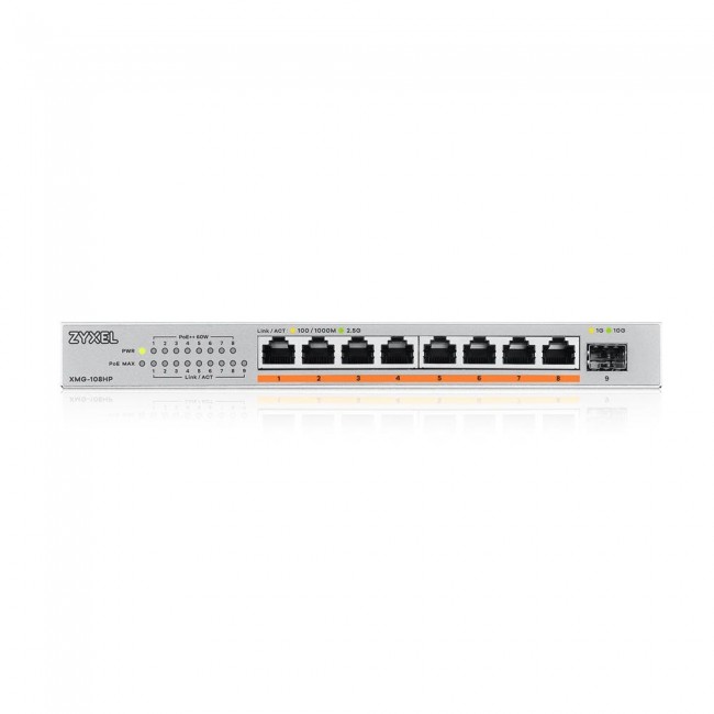 Zyxel XMG-108HP Unmanaged 2.5G Ethernet (100/1000/2500) Power over Ethernet (PoE)