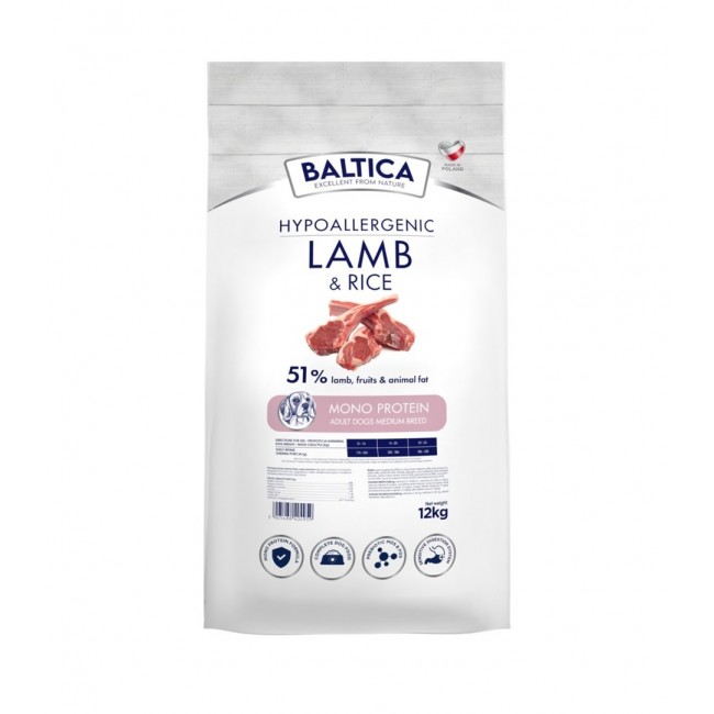 BALTICA Nutraceutic Hypoallergenic Lamb & Rice M - dry dog food - 12kg