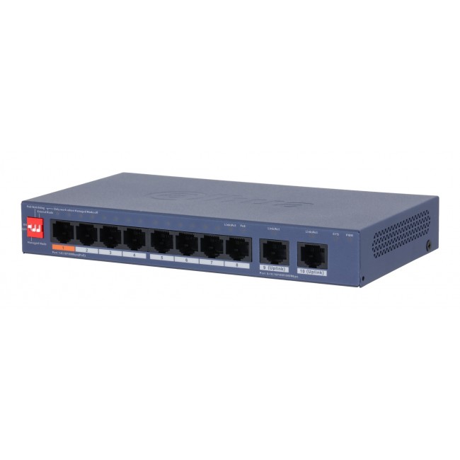 Dahua Technology CS4010-8ET2GT-60 network switch Managed L2 Gigabit Ethernet (10/100/1000) Power over Ethernet (PoE) Blue