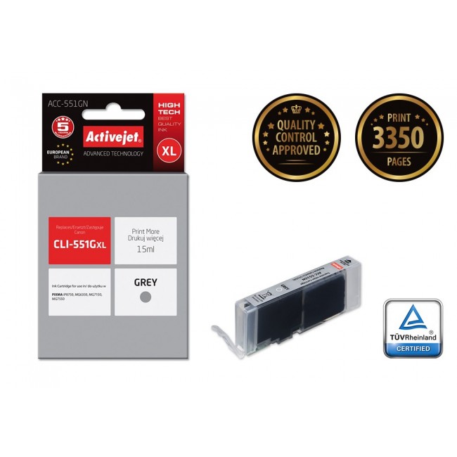 Activejet ACC-551GN Ink (replacement for Canon CLI-551G Supreme 15 ml gray)