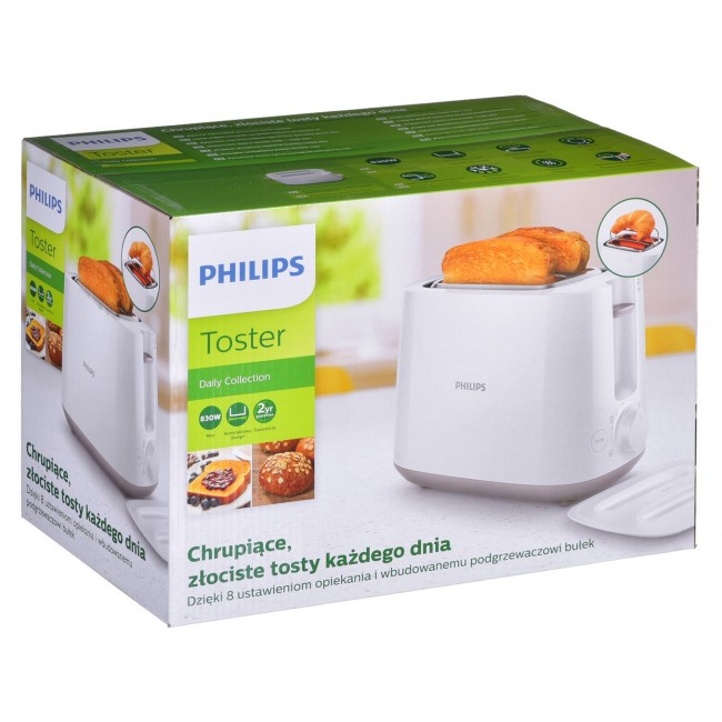 Philips Daily Collection HD2582/00 toaster 2 slice(s) 830 W White