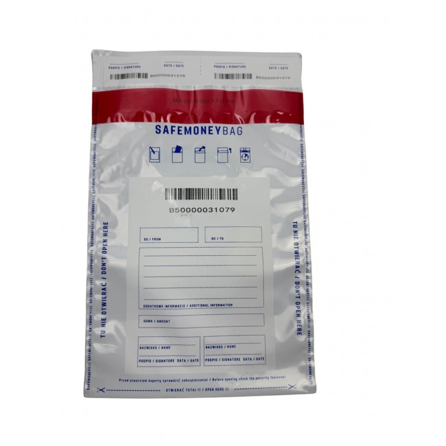 Security envelopes BESTPAK SAFEMONEYBAG deposit envelopes 190x260+35 mm B5 100 pcs. Transparent