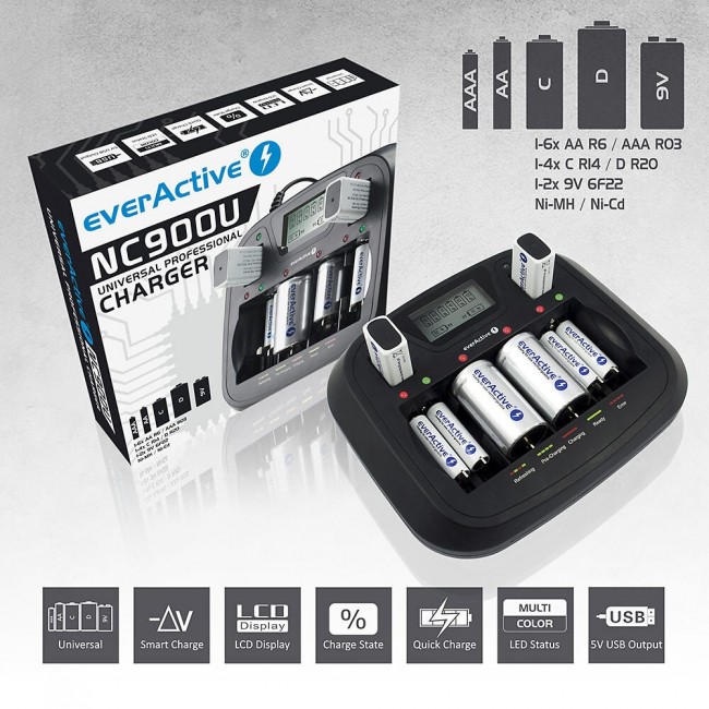 Everactive NC-900U battery charger Universal DC