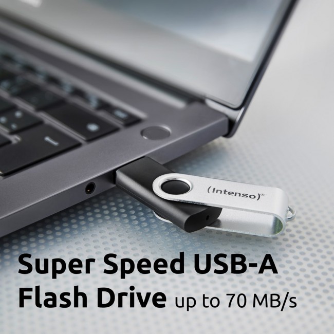 Intenso USB flash drive Office Line, 256 GB, USB-A, 3.2 Gen 1x1, black-silver
