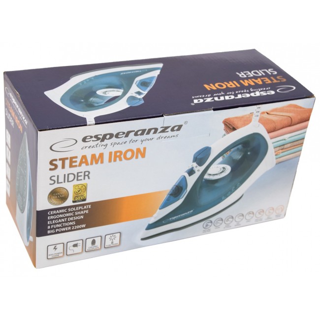 Esperanza EHI002 iron Steam iron Ceramic soleplate Blue,White 2200 W
