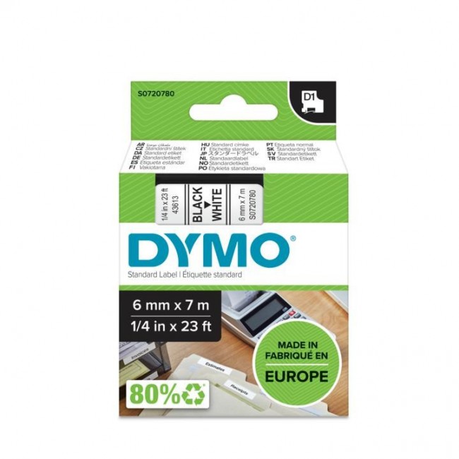 DYMO D1 Standard - Black on White - 6mm DYMO D1 Standard - Black on White - 6mm