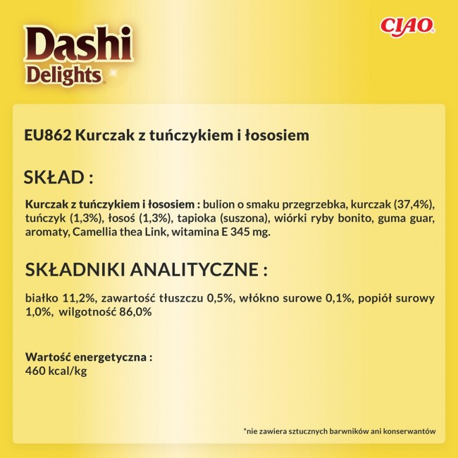 INABA Dashi Delights chicken tuna & salmon bouillon - cat treat - 70g INABA Dashi Delights chicken tuna & salmon bouillon - cat treat - 70g