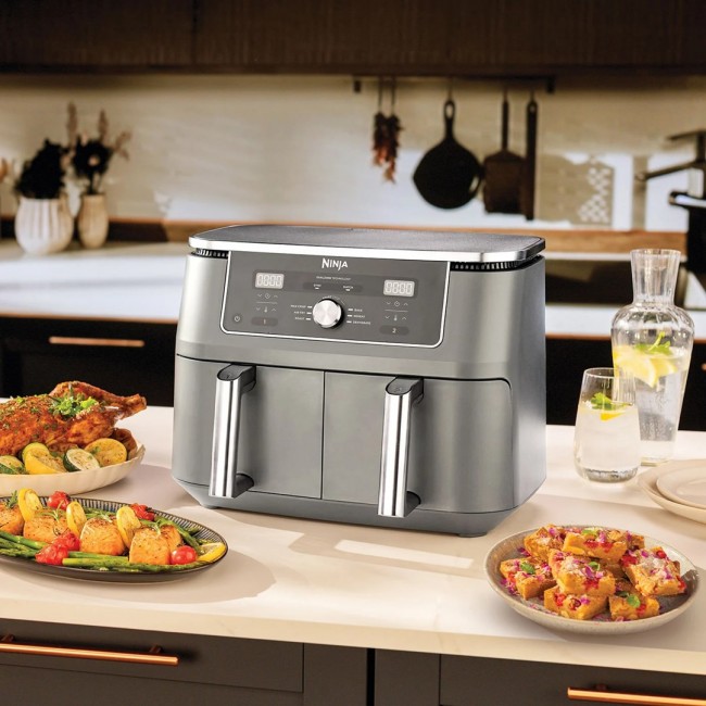 Ninja DZ400EU fryer Double 9.5 L Stand-alone 2470 W Hot air fryer Grey Ninja DZ400EU fryer Double 9.5 L Stand-alone 2470 W Hot air fryer Grey