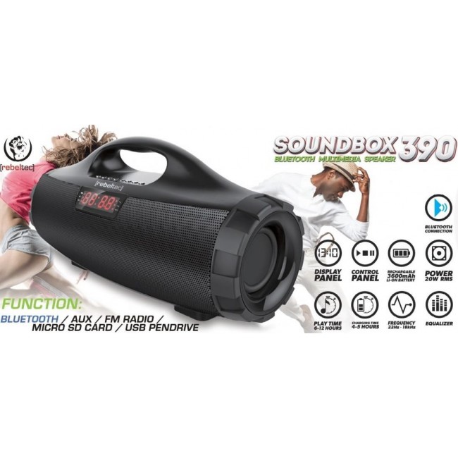 Rebeltec SoundBox 390 Portable Bluetooth Speaker black, 20W RMS