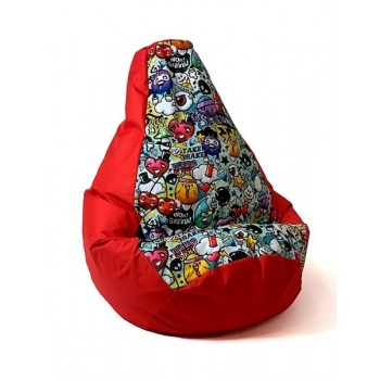 Sako bag pouffe Pear print red-graffiti L 105 x 80 cm