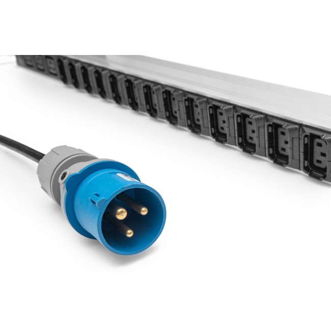 Digitus Basic IT PDU, 1-phase 16A, 24 x C13, 3 x C19, 3 m supply cable, IEC 60309 16 A plug Digitus Basic IT PDU, 1-phase 16A, 24 x C13, 3 x C19, 3 m supply cable, IEC 60309 16 A plug