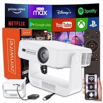 Mini Projektor Przeno ny Rzutnik Android 14 WiFi 360 Full HD 4K do Telefonu Zenwire IMC260