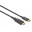 Manhattan HDMI to Micro HDMI Plenum-Rated Cable, 4K@60Hz (Premium High Speed), 70m, Active, Detachable HDMI Male (Type A), Male to Male, Black, Gold Plated Contacts, Lifetime Warranty