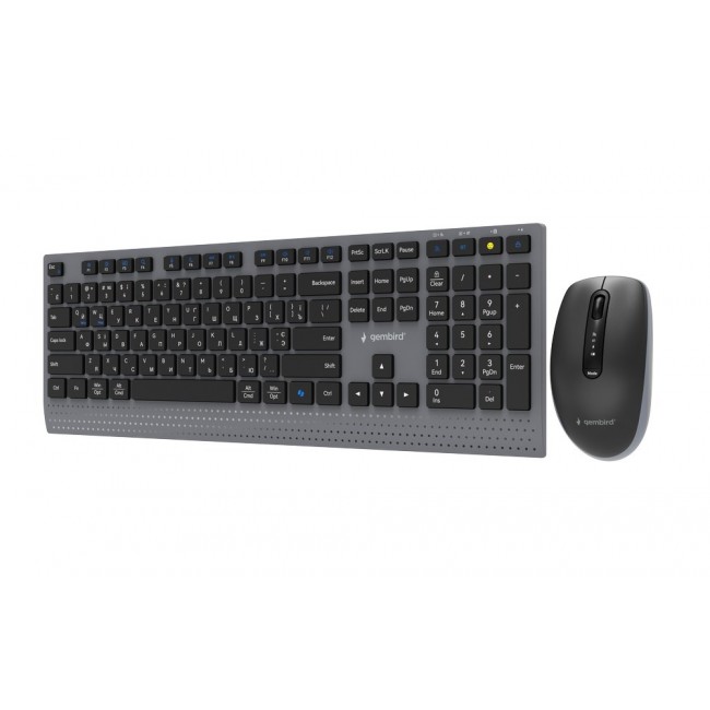 Gembird KBS-WPS-02-CYRL Dual-mode slim wireless desktop set, 2.4G+BT, RU layout
