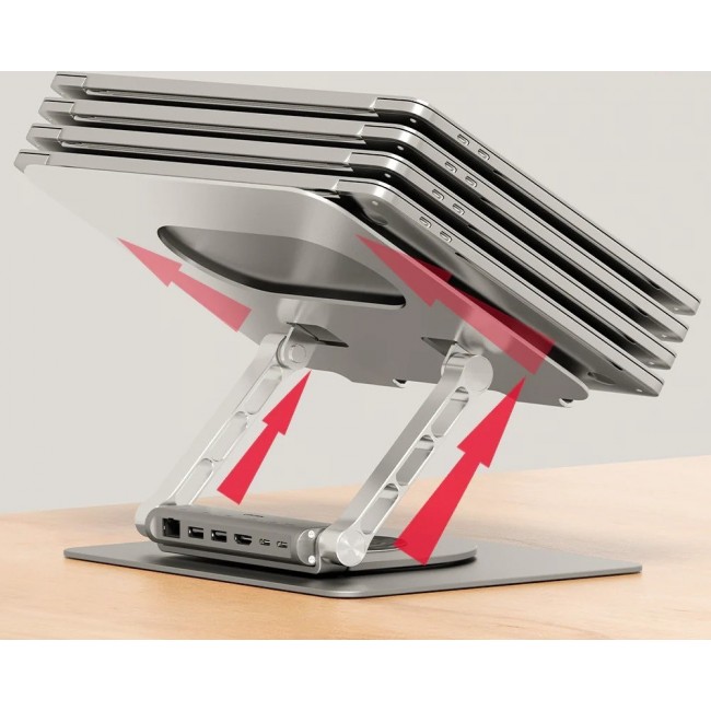 Adjustable laptop stand + USB-C HDMI hub Unitek D1109B01 PD 100W