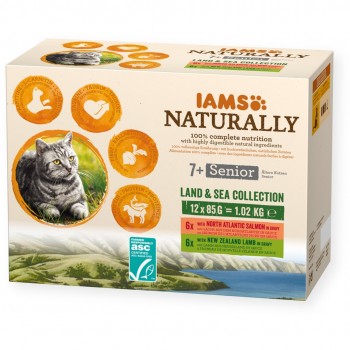 IAMS Naturally Senior Land & Sea Collection - wet cat food - 12 x 85g