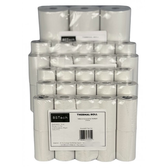 BSTech Paper roll thermal for cash registers fiscal 57x15m 10 pieces