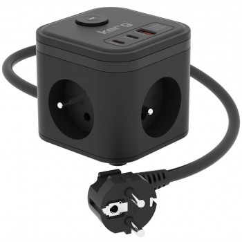 KERG SMART 3-SOCKET POWER STRIP + USB-A+USB-C CHARGER 1.5M 3 1.5MM2 H05VV-F 16A/250V