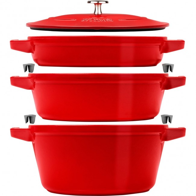 Staub La Cocotte Round Cast iron Casserole baking dish -- SET OF 3 PIECES