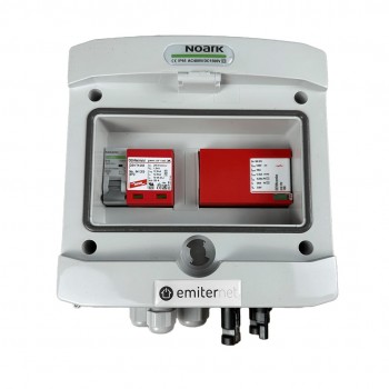 Switchgear attached DCAC hermetic IP65 EMITTER with DC surge arrester Dehn 1000V type 1+2, 1 x PV string, 1 x MPPT // og. AC Dehn type 1+2, 16A 1-F