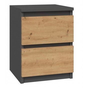 Topeshop M2 ANTRACYT/ARTISAN nightstand/bedside table 2 drawer(s) Anthracite, Oak, Wood