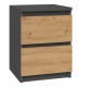 Topeshop M2 ANTRACYT/ARTISAN nightstand/bedside table 2 drawer(s) Anthracite, Oak, Wood