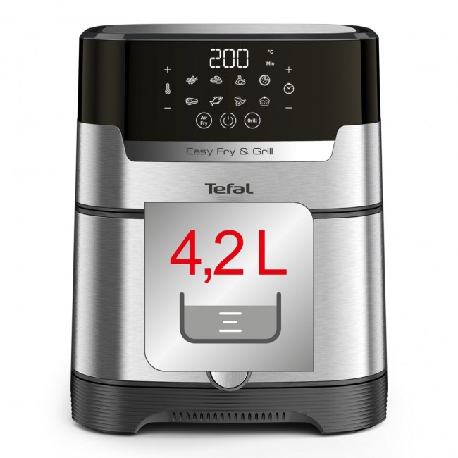 Tefal Easy Fry & Grill EY505D Single 4.2 L Stand-alone 1550 W Hot air fryer Stainless steel Tefal Easy Fry & Grill EY505D Single 4.2 L Stand-alone 1550 W Hot air fryer Stainless steel