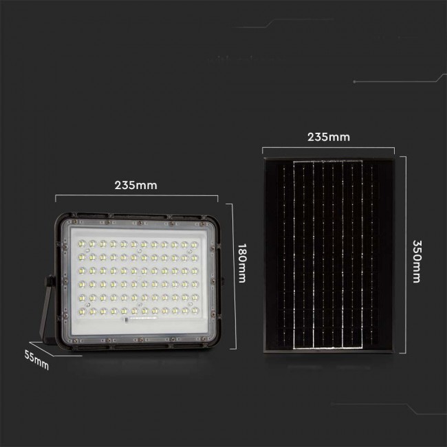 Solar LED projector V-TAC 15W Remote, AUTO, Timer, IP65 Black VT-120W 4000K 1200lm