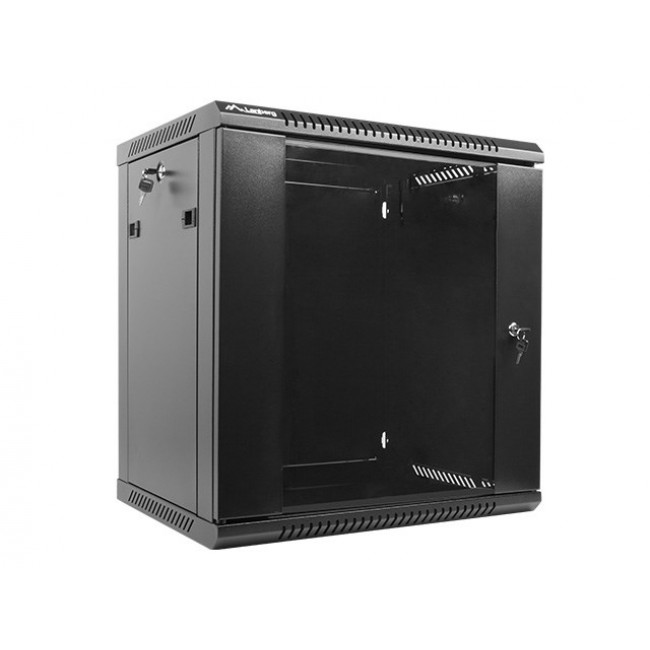 Lanberg wall-mounted installation rack cabinet 19'' 12U 600x450mm black (glass door) Lanberg wall-mounted installation rack cabinet 19'' 12U 600x450mm black (glass door)