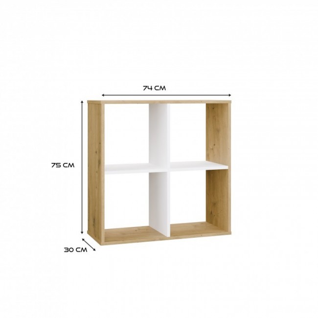MALAX 2X2 ARTISAN/WHITE BOOKCASE