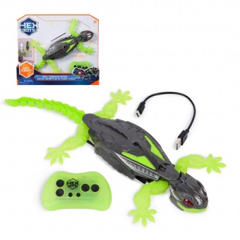 HEX BOTS | Interactive Toy Wall Crawler Gecko RC Robot | Green/Grey