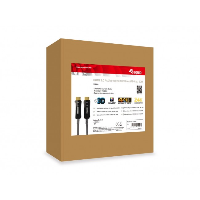 Equip HDMI 2.0 Active Optical Cable, M/M, 30m