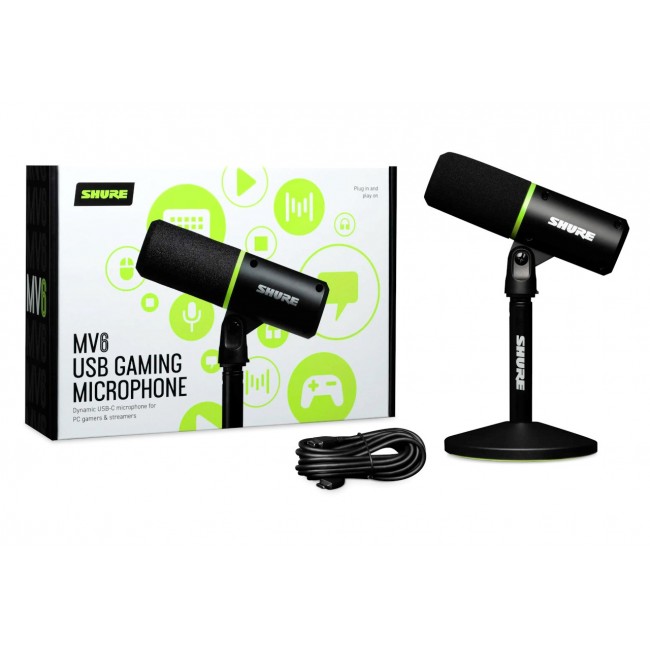 Shure MV6 - USB-C cardioid dynamic microphone for gamers and streamers Shure MV6 - USB-C cardioid dynamic microphone for gamers and streamers