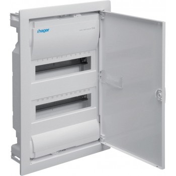 Flush-mounted cabinet with metal door, 2 rows