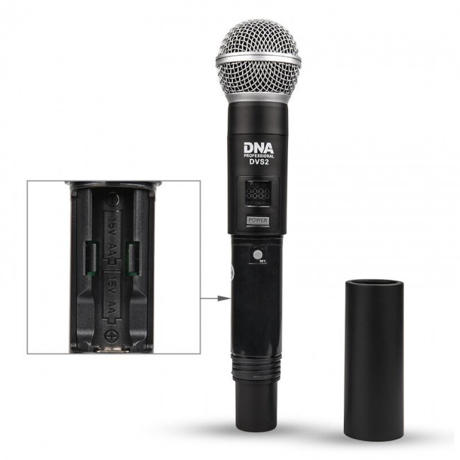 DNA Professional DVS2 - wireless microphone, 2 handheld transmitters + base unit (560 590 MHz)
