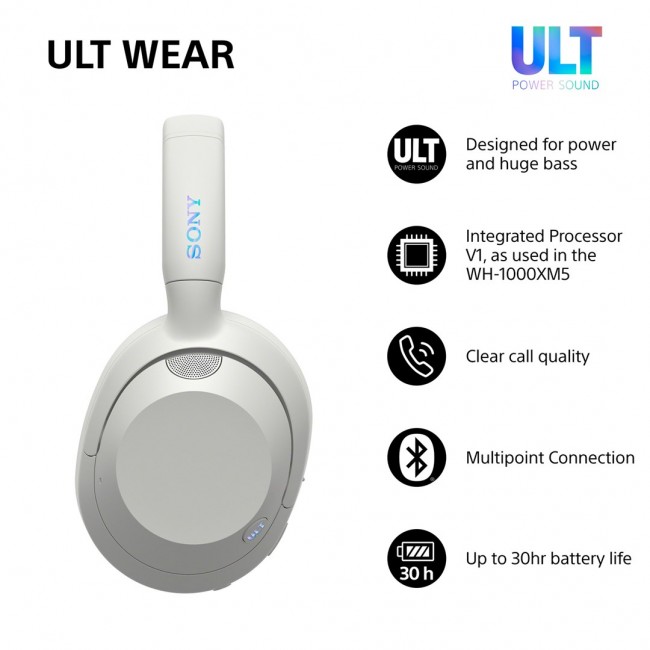 Sony ULT WEAR - Wireless Bluetooth Headphones with ULT POWER SOUND, Ultimate Deep Bass, Noise Cancelling, Clear Call Quality, Up to 30hr Battery Life, IOS & Android
