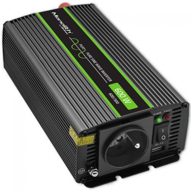 Qoltec Monolith power adapter/inverter Auto/Indoor 600 W Black Qoltec Monolith power adapter/inverter Auto/Indoor 600 W Black