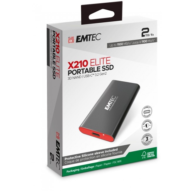 Emtec X210 ELITE 2 TB USB Type-C 3.2 Gen 2 (3.1 Gen 2) Black, Red