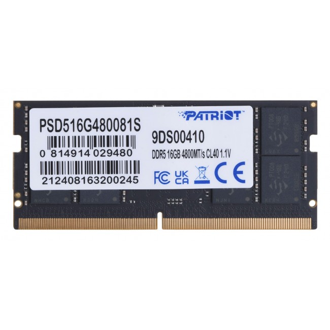 Patriot Memory Signature PSD516G480081S memory module 16 GB 1 x 16 GB DDR5 4800 MHz Patriot Memory Signature PSD516G480081S memory module 16 GB 1 x 16 GB DDR5 4800 MHz