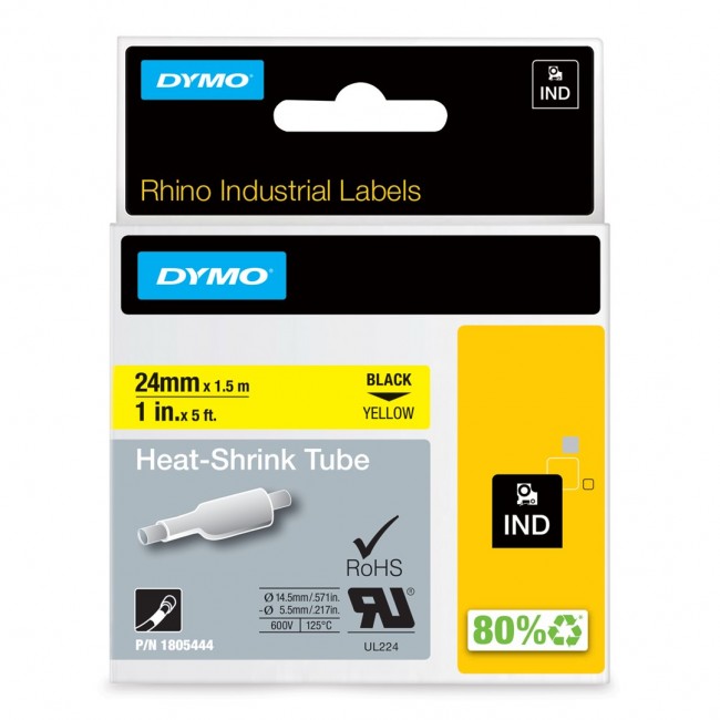 DYMO IND Heat-Shrink Tube Labels - 24mm x 1,5m DYMO IND Heat-Shrink Tube Labels - 24mm x 1,5m