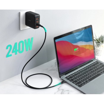 AUKEY CB-SCC241 USB-C Power Delivery PD 240W 5A 20V 1m Nylon Black